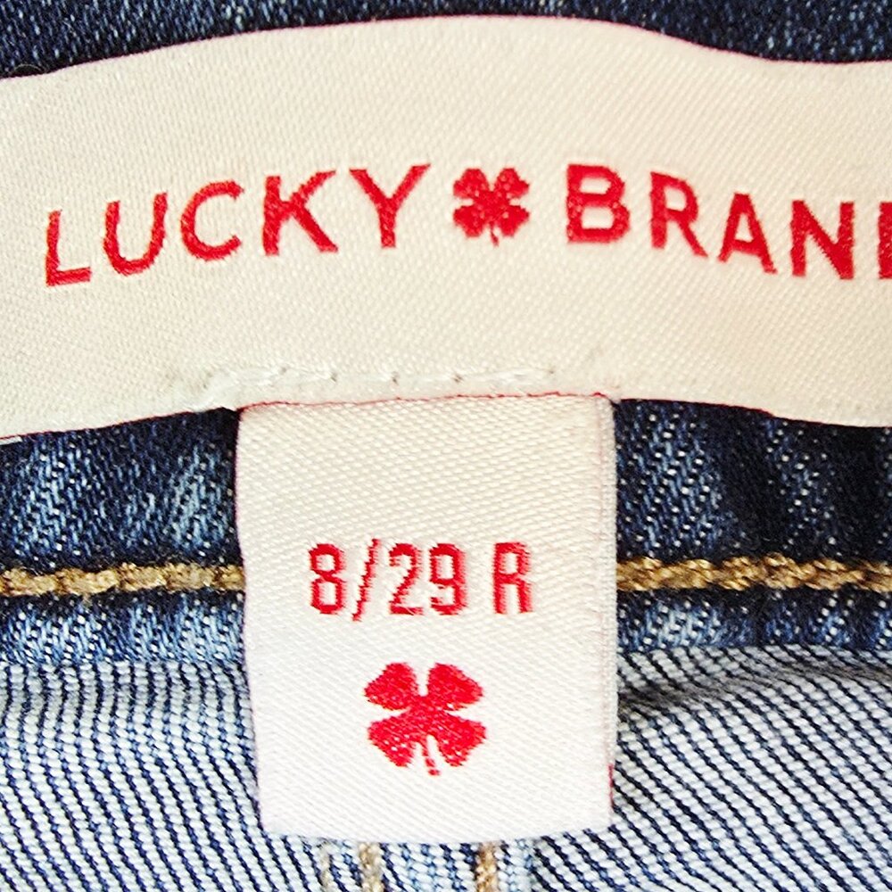 Lucky Brand Sweet Mid Rise Straight 29X32 Womens Size 8/29 Blue Denim Logo Jeans - Picture 6 of 14